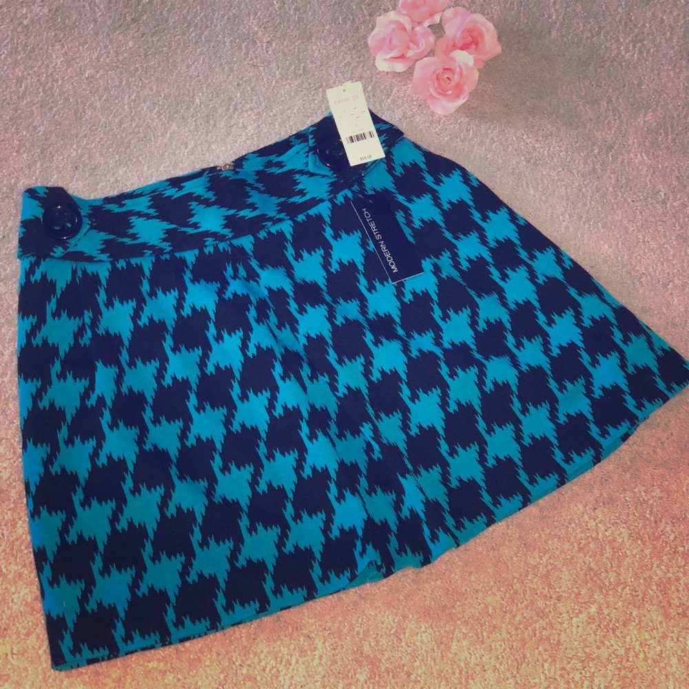 NWT Express Black and Blue Mini Skirt